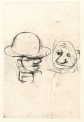 Hans Theo Richter, Kinderfastnacht - Maske mit steifem Hut und Gesichtsmaske, 1936/70, Radierung, Auflage 10 Exemplare, 13,3 x 8,9 cm