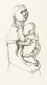 Hans Theo Richter, Stehendes Mädchen, seine Puppe an sich haltend, 1964/71, Lithografie, Auflage 32/70, 29 x 13,6 cm