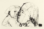 Hans Theo Richter, Mädchenkopf und kleine Schwester, 1955, Lithografie, Auflage 2/17, 17,5 x 28,3 cm
