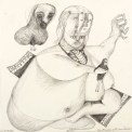 Christiane Latendorf, Der Mann will eine Tochter, 1995, Bleistiftzeichnung auf Karton, 18,8 x 18,8 cm