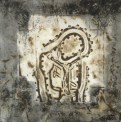 Michael Morgner, Ecce homo, 2011, Asphaltlack, Tusche und Lavage mit Prägedruck, 62 x 61,5 cm