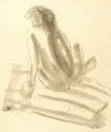 Walter Arnold, Sitzender Rückenakt, 1948, Bleistiftzeichnung, laviert, 42 x 30 cm