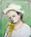 0049 Peter Graf, Junge mit Eiswaffel, 2020, Öl- &amp;amp; Pastellkreide, 50,4 x 42,3 cm