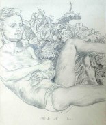 Wolfgang Peuker, Sitzender       weiblicher Akt, ohne Jahr ∙ Bleistiftzeichnung    ∙ 36 x 48 cm (Blatt) ∙ verso Nachlaßstempel