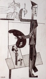 Hermann Naumann, Selbstbildnis mit Palette, Radierung, 1958