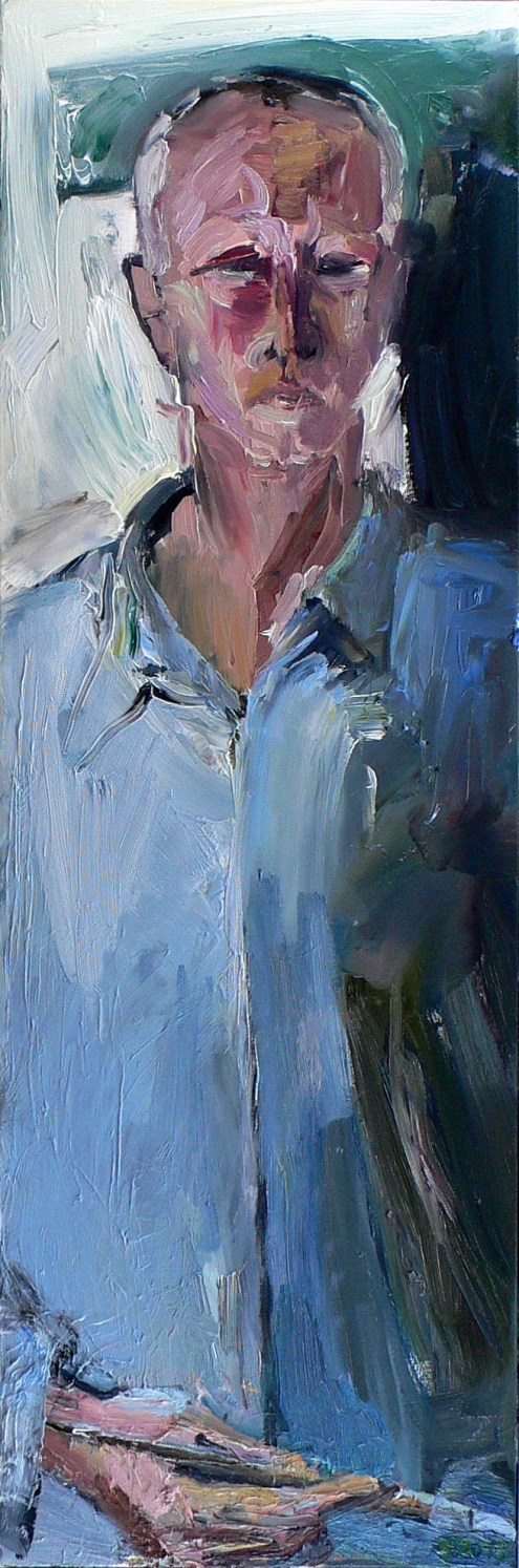 Uwe Peschel, Selbst, 2013, Öl auf Leinwand, 120 x 40 cm