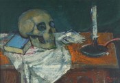 Egon Pukall, Stillleben mit Totenkopf, 1961, Öl auf Leinwand, 38,5 x 56 cm, BN 160