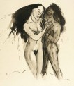 Angela Hampel, Paare V, um 2000, Fettkreide und Tusche auf Papier, 27,3 x 24,5 cm