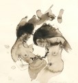 Angela Hampel, Paarungen - Zwei Frauen, 2007, Graphit und Tusche auf Papier, 30,0 x 30,0 cm
