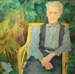 Carl Lohse, Bildnis der Mutter im Garten, 1933, Öl auf Leinwand, 100 x 100 cm