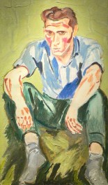 Carl Lohse, Ruhender Landarbeiter, 1950-60, Öl auf Hartfaser, 125 x 75 cm
