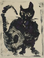 Agathe Böttcher, Der schwarze Kater, um 1968, Monotypie, 45,5 x 32,5 cm