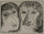 Agathe Böttcher, Zwei Gesichter, 1980,  Radierung, 24,5 x 32 cm (Platte)