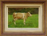 Otto Westphal, Einzeln stehende Kuh, 1941, Öl auf Holz, 19,5 x 28,3 cm