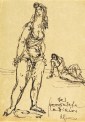 Rudi Gruner, Der verwundete Gladiator, 1950-60, Federzeichnung, 20,9 x 15 cm