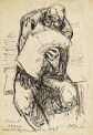 Rudi Gruner, Lesender Mann im Wartezimmer beim Arzt, um 1955, Federzeichnung, 21,9 x 15,4 cm