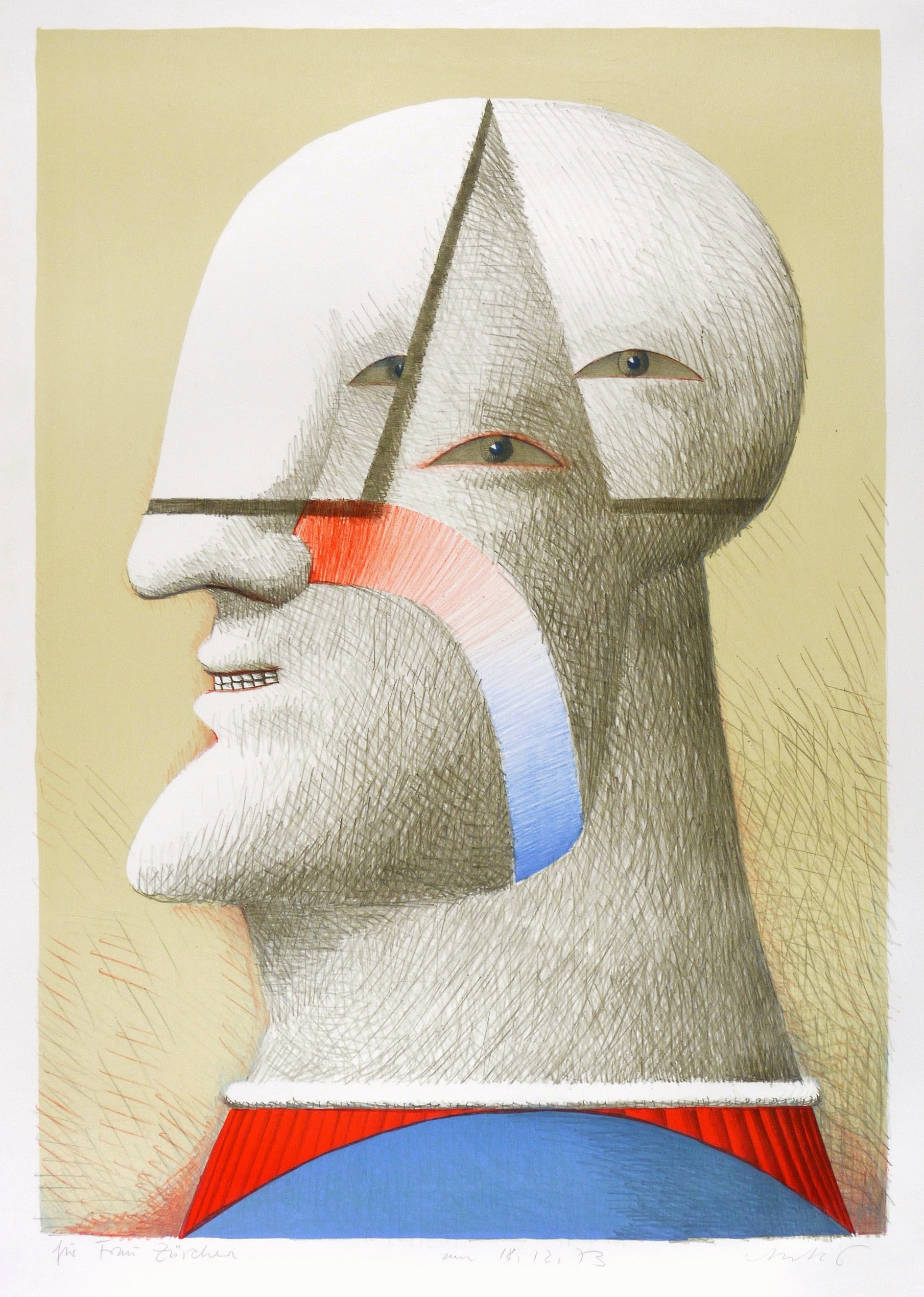 Horst Antes, Portrait dreiäugig, 1973