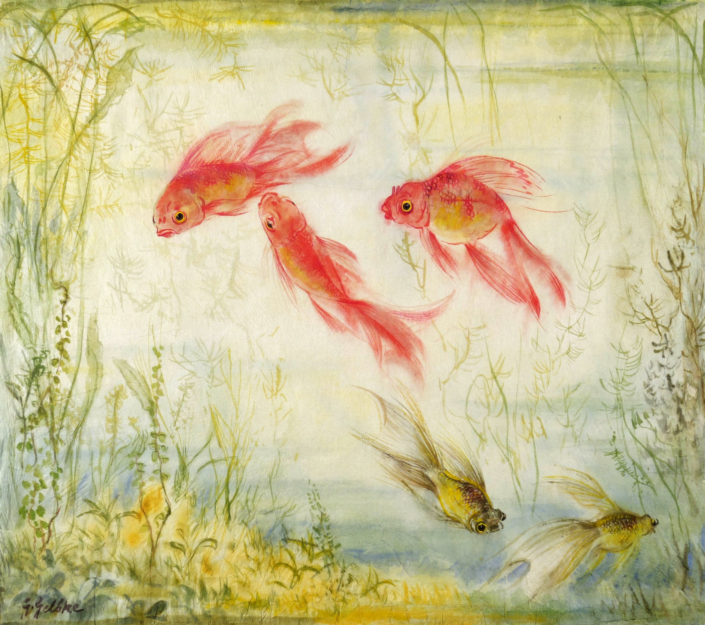 Georg Gelbke, Schleierschwanz-Goldfische, um 1930