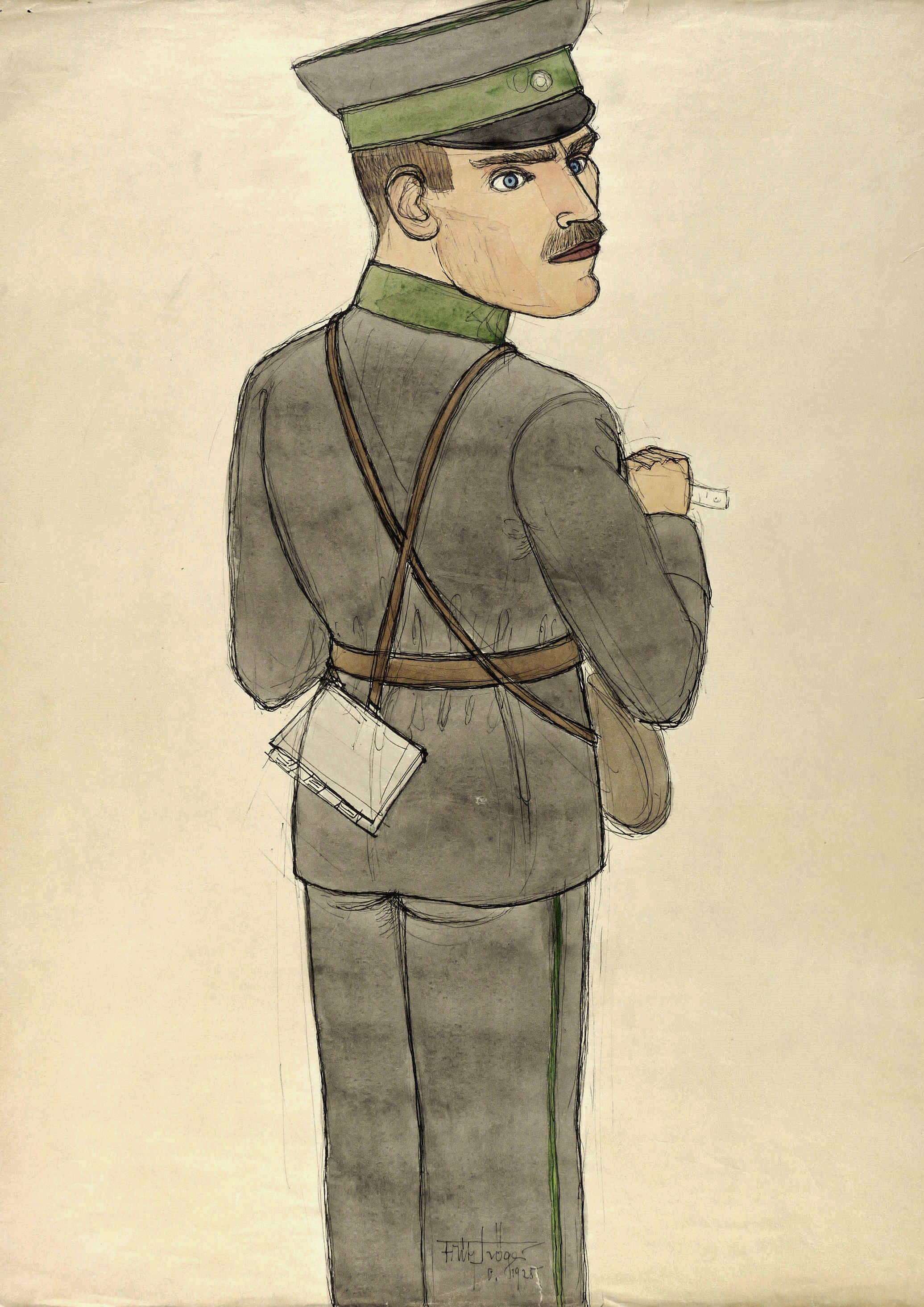 Fritz Tröger, Straßenbahnschaffner, 1928