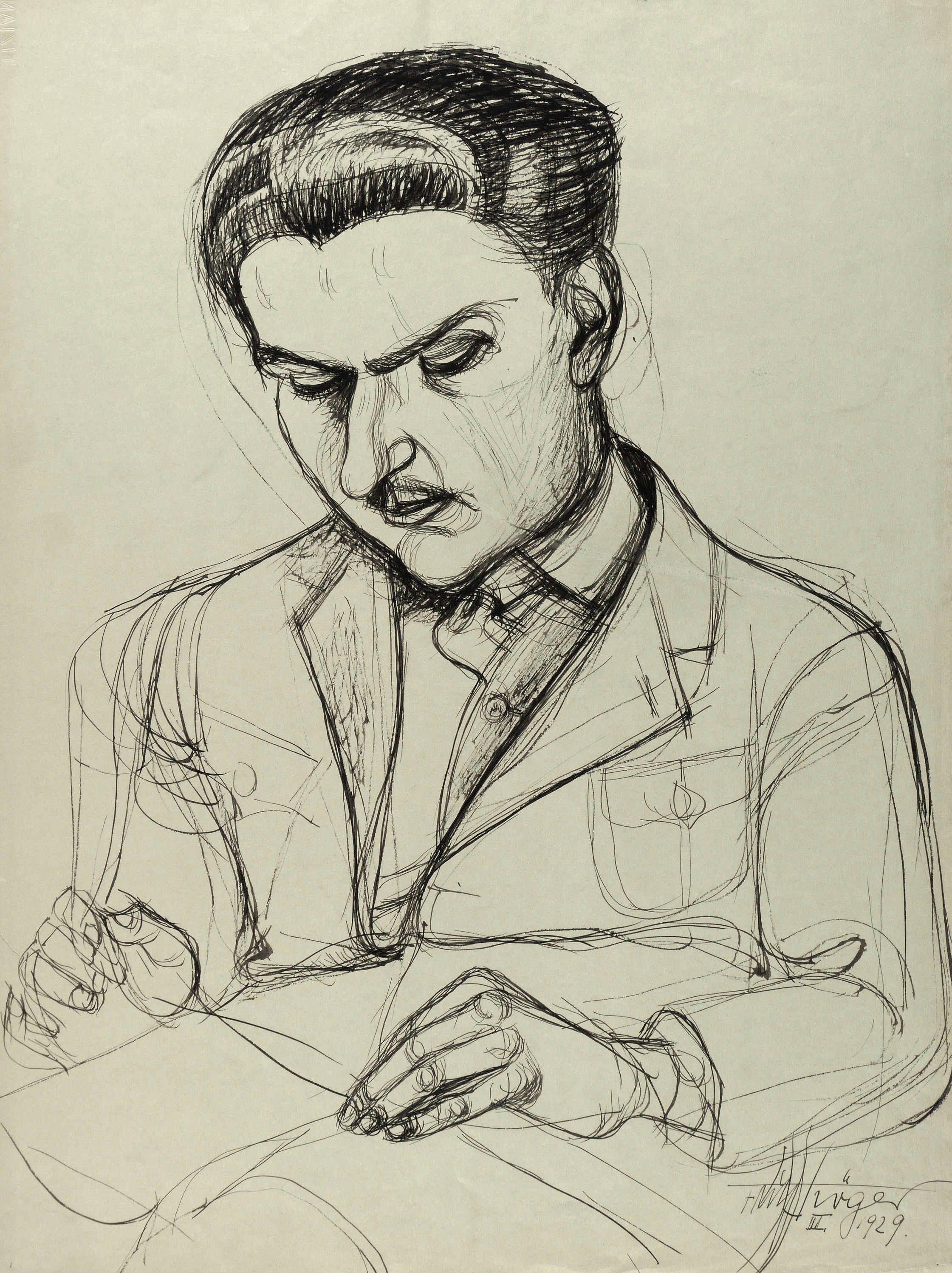 Fritz Tröger, Lesender Lehrer, 1929