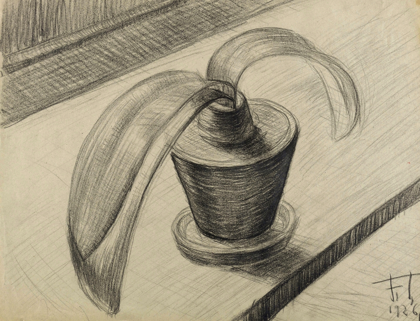 Fritz Tröger, Stillleben mit Blumentopf, 1926