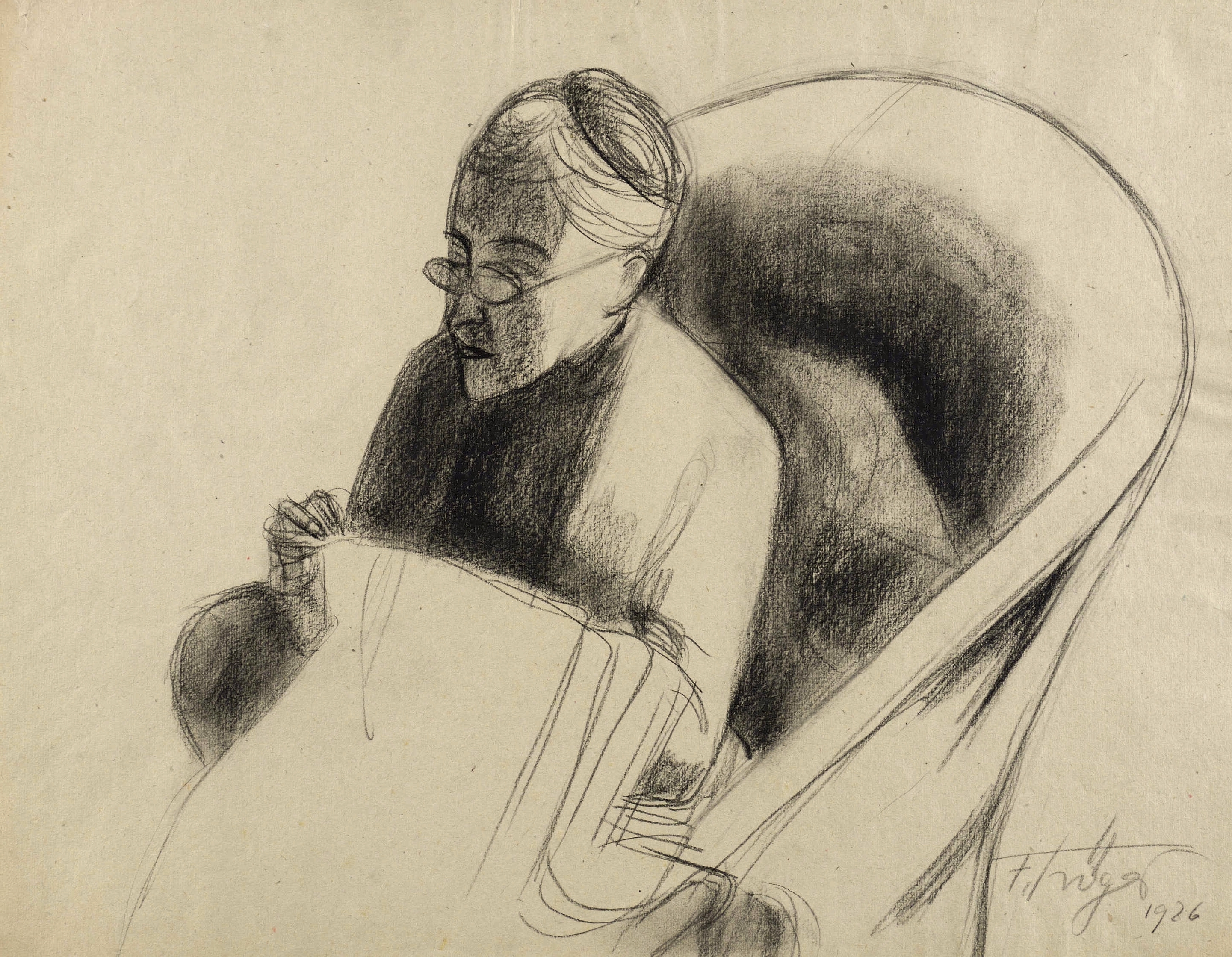 Fritz Tröger – „Nähende alte Frau (Mutter)“