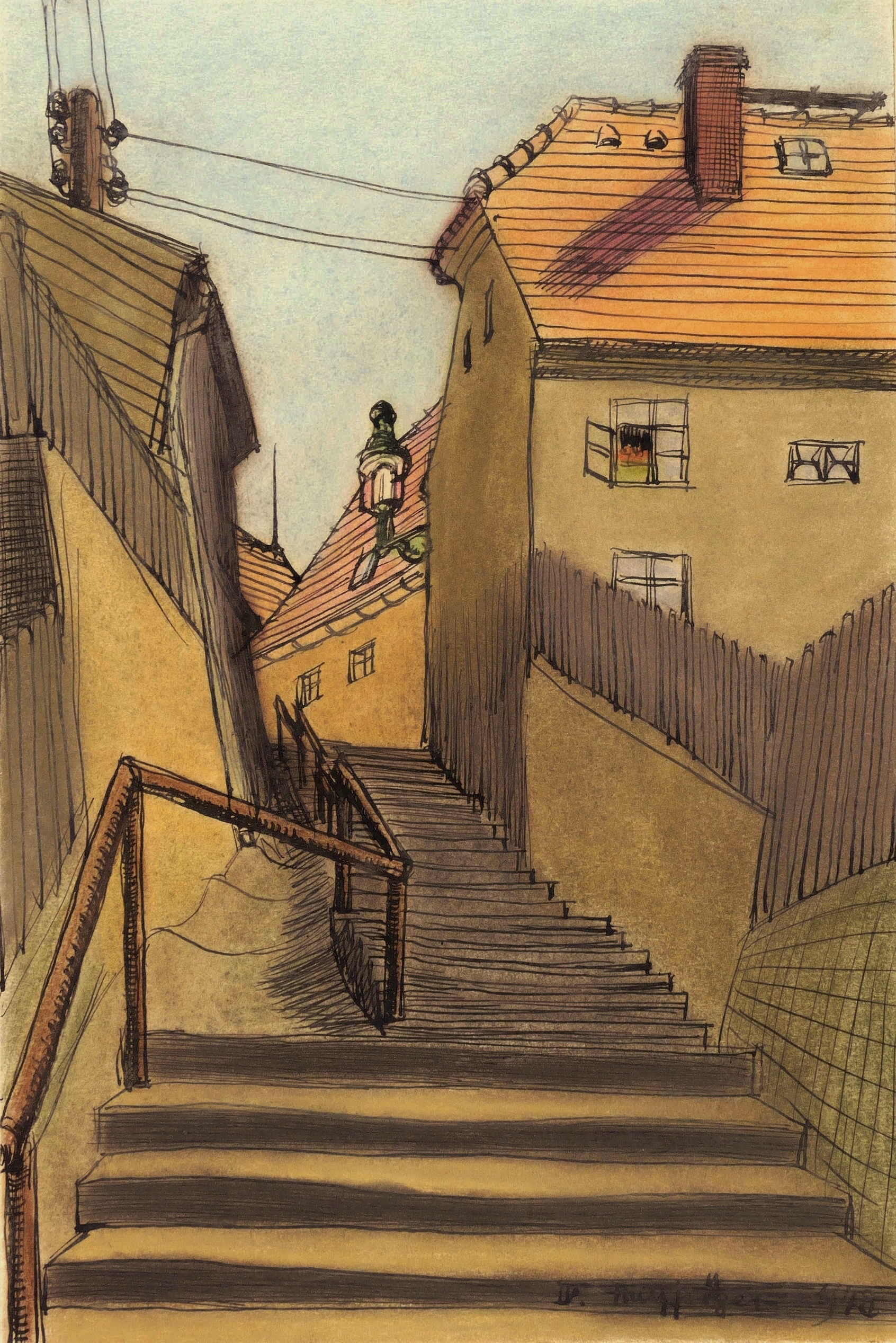 Fritz Tröger, Treppe in Dohna, 1948
