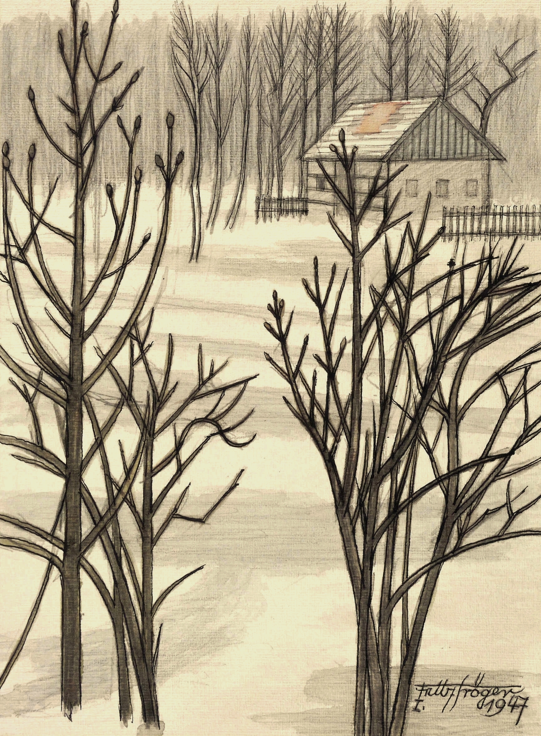 Fritz Tröger – „Bauernhaus im Schnee“