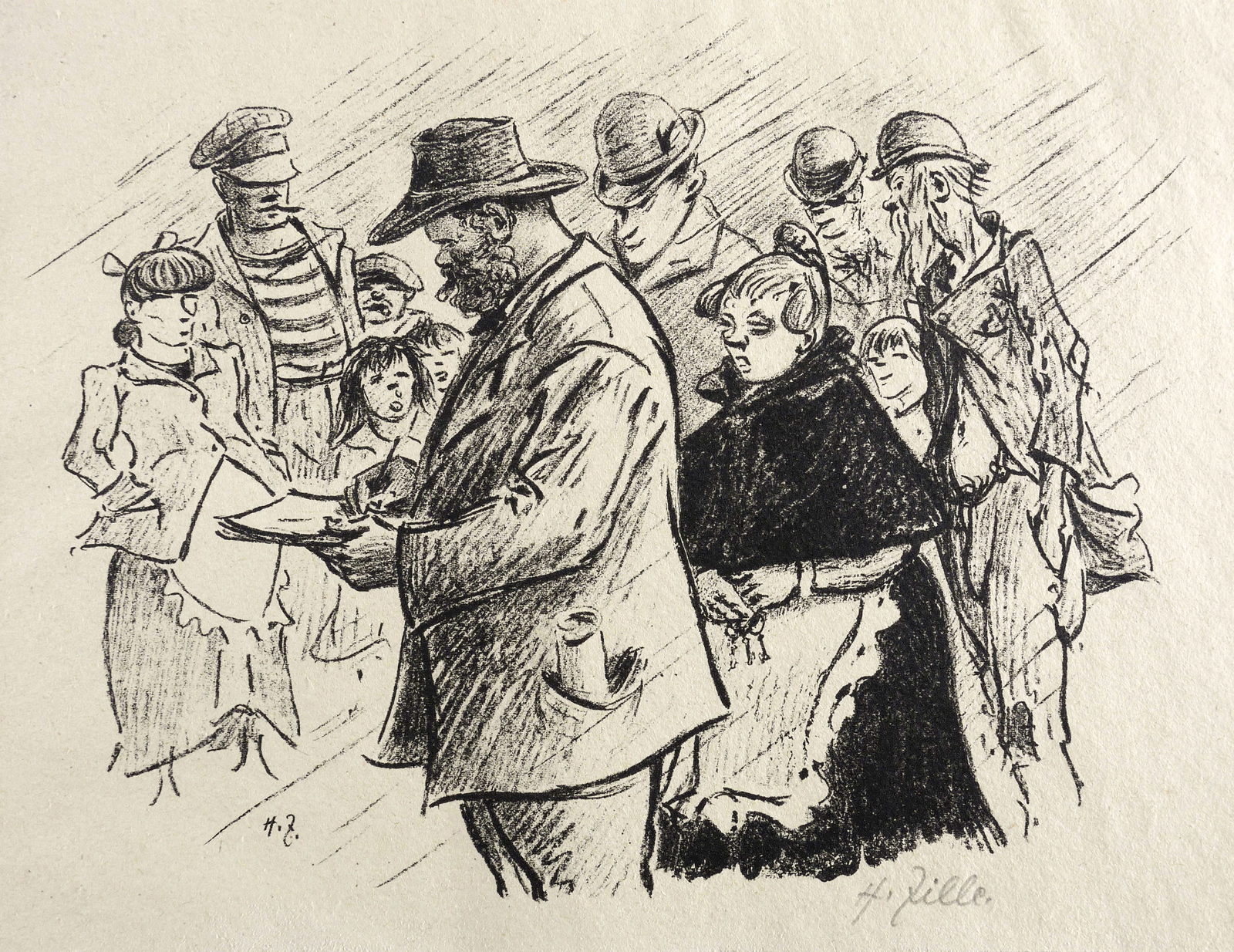 Zille im Regen zeichnend (Heinrich Zille in seinem Milljöh)