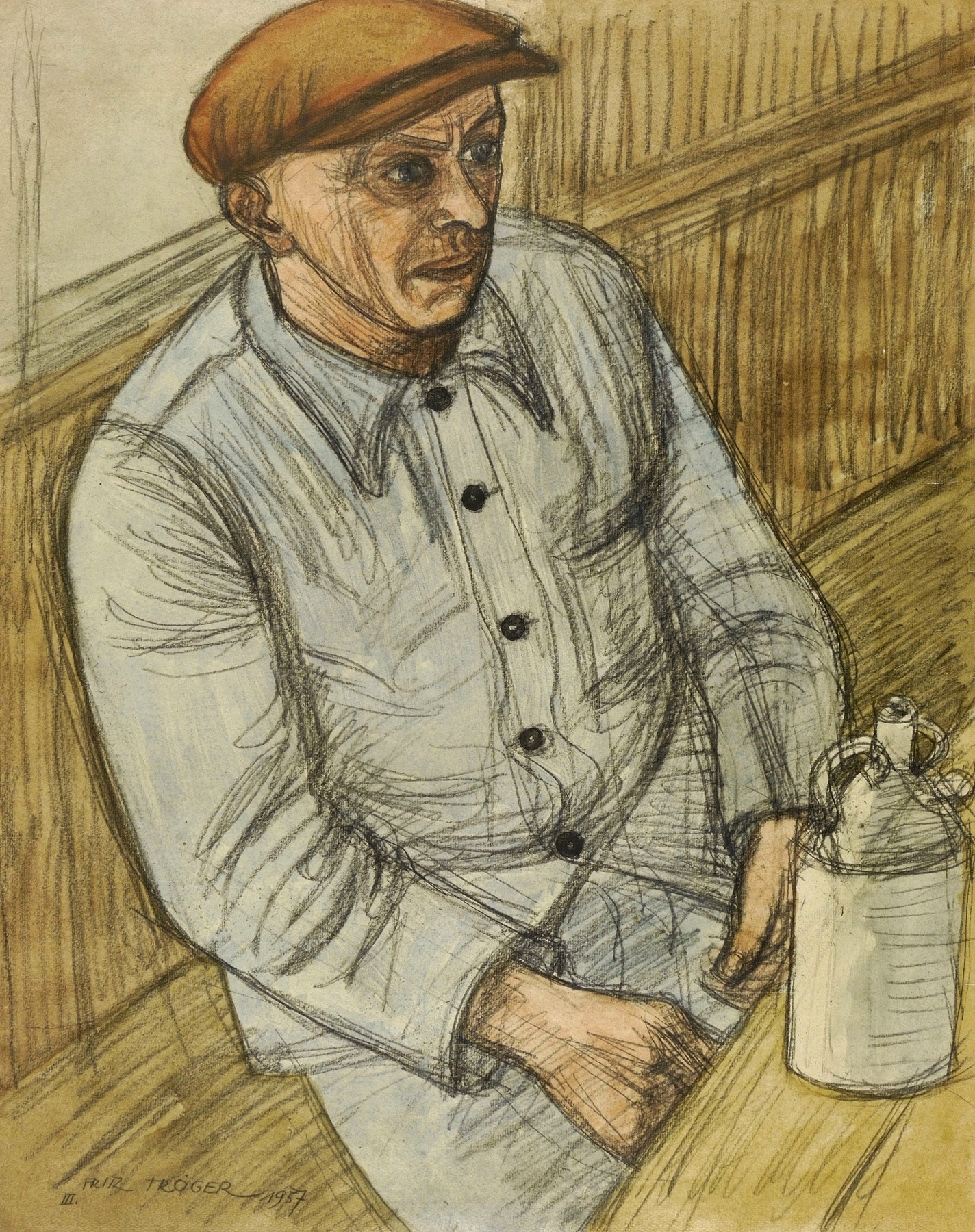 Arbeiter mit Flasche Arbeiter mit Flasche