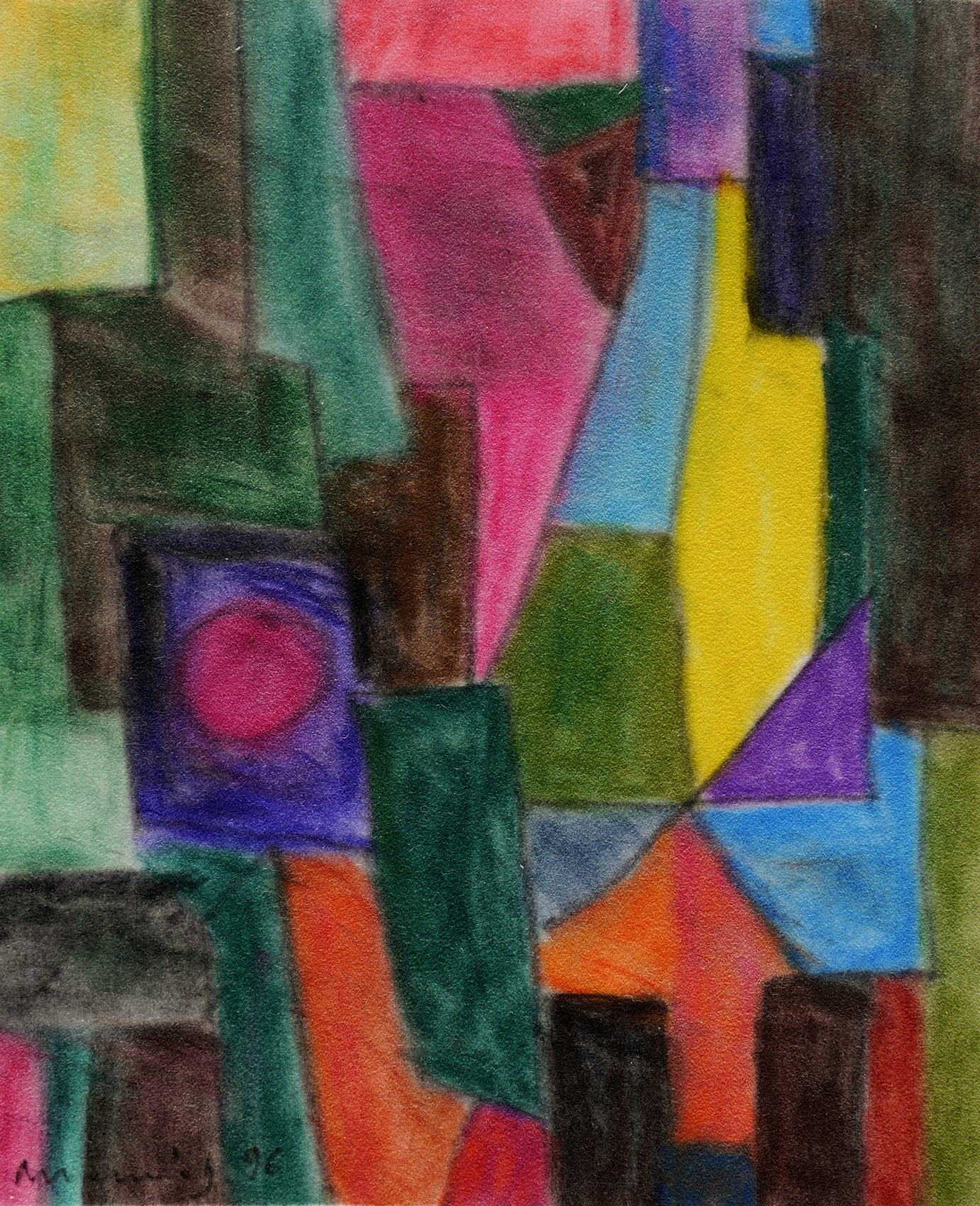 Albert Hennig, Komposition (Landschaft mit Häusern), 1996