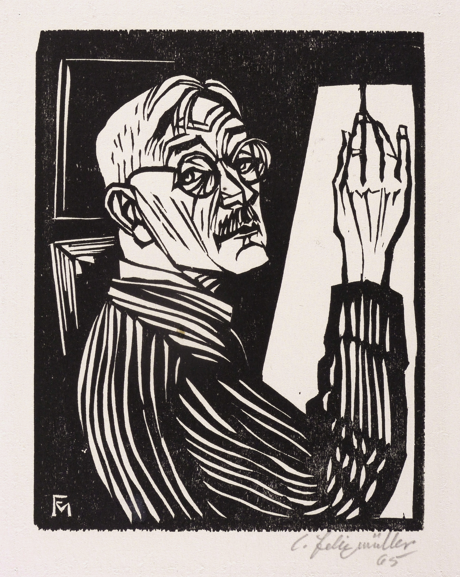 Selbstbildnis mit zeichnender Hand