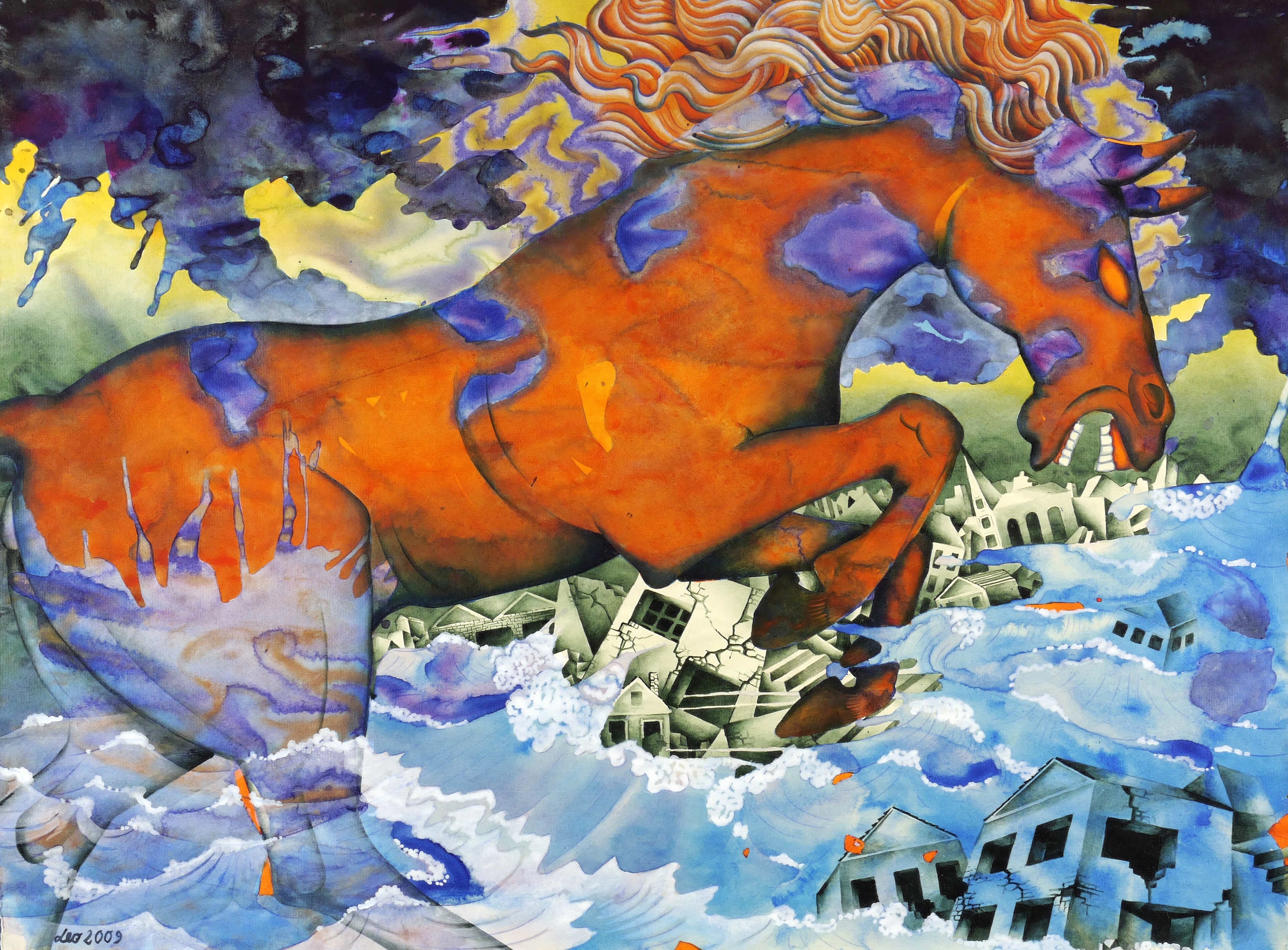 Leonore Adler, Apokalypse I - Feuer und Wasser, 2009