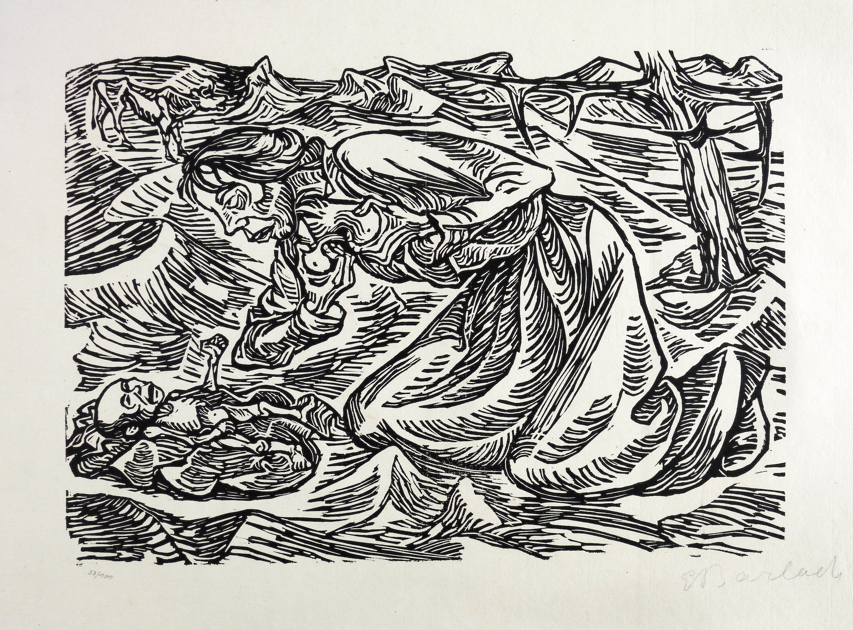 Kniende Frau mit sterbendem Kind Kniende Frau mit sterbendem Kind