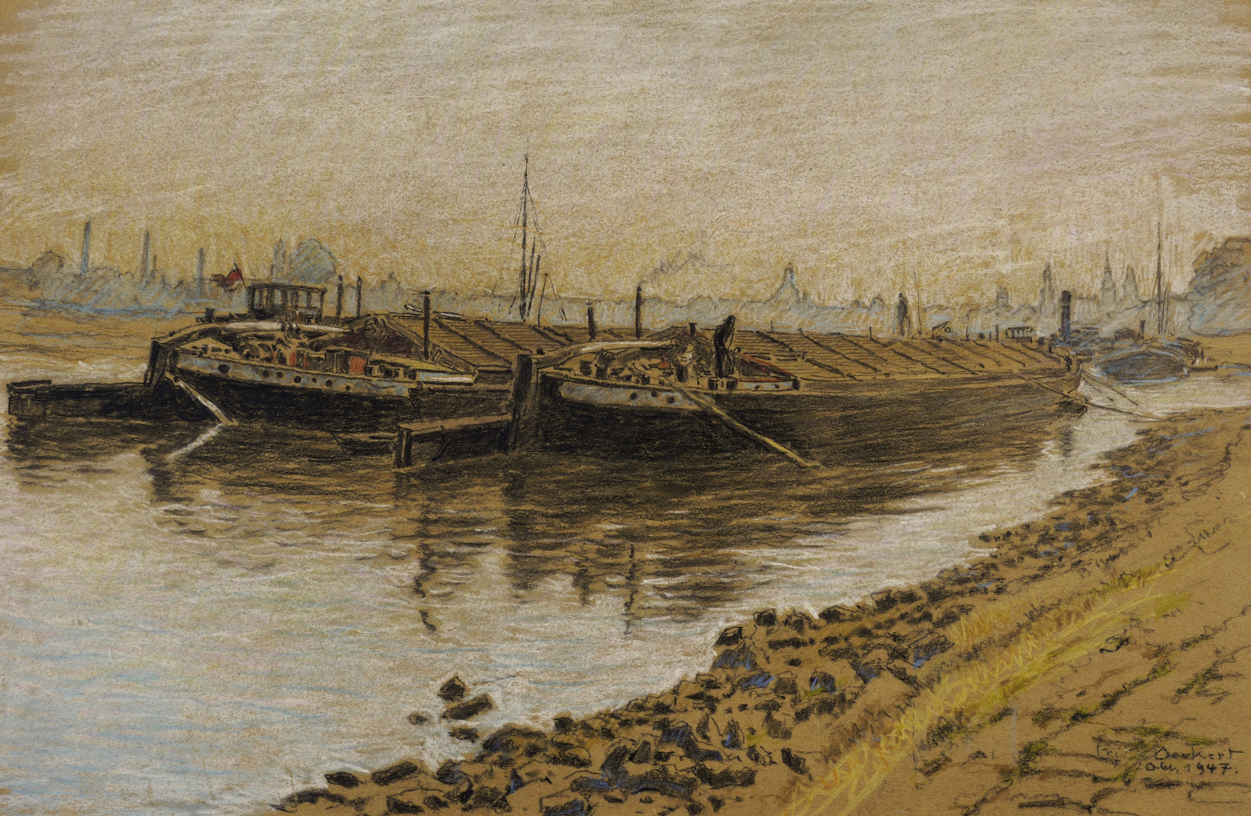 Lastkähne im Elbhafen (Dresden) Lastkähne im Elbhafen (Dresden)