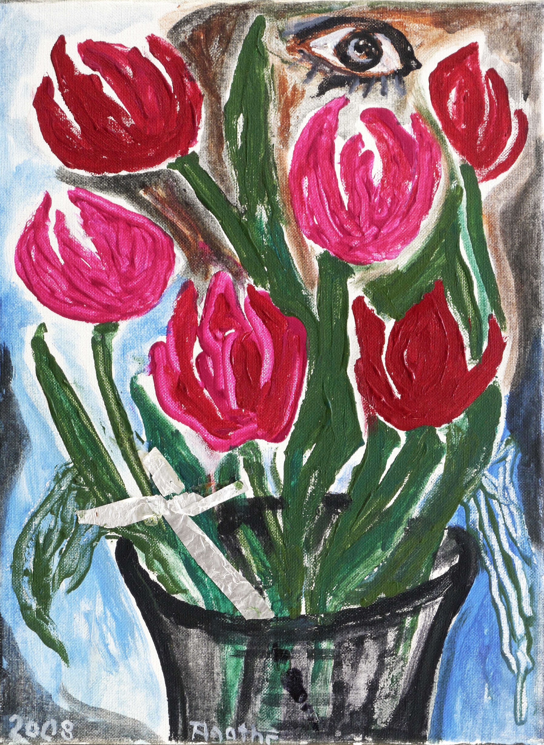 Agathe Böttcher, Tulpenstrauss mit Kreuz, 2008