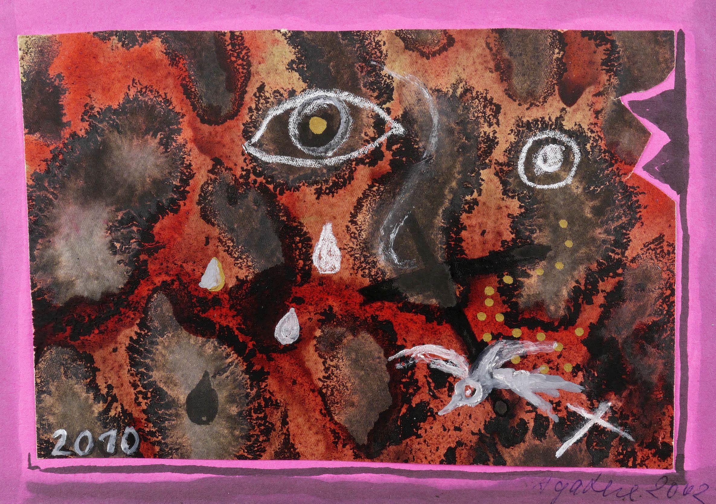 Ohne Titel (Augen, Tränen, Kreuz und Vogel) Ohne Titel (Augen, Tränen, Kreuz und Vogel)