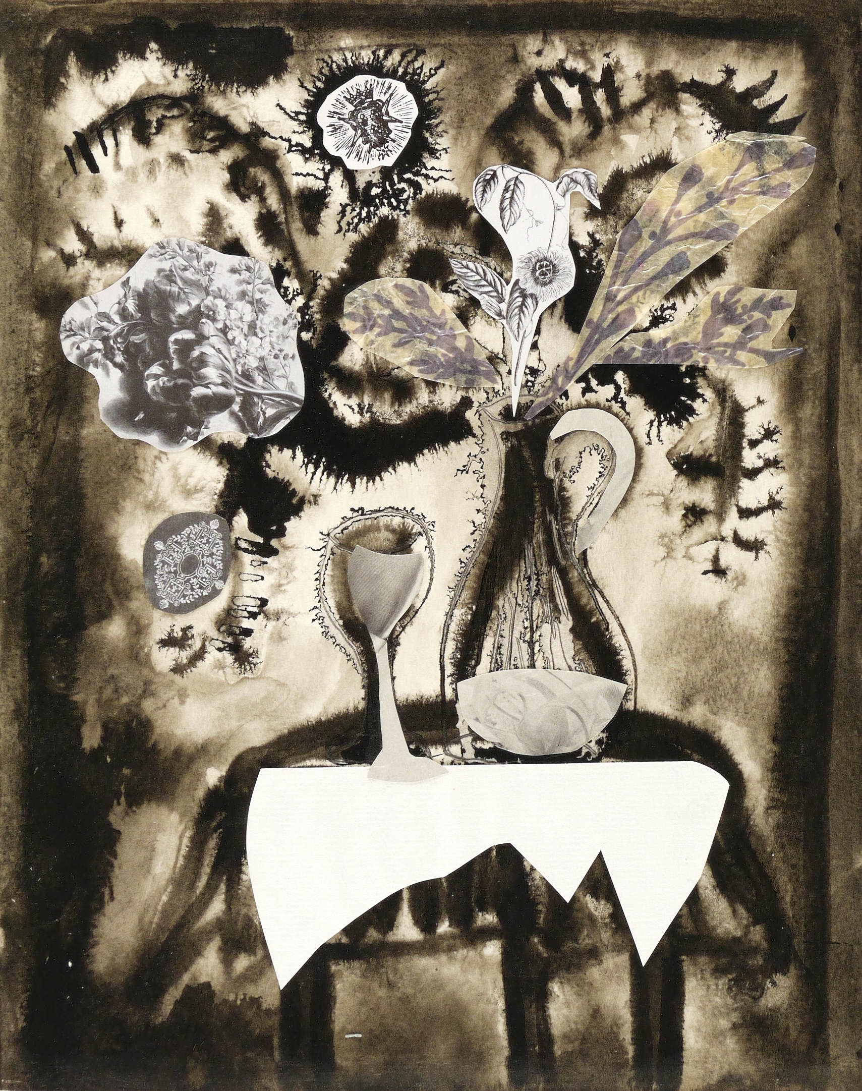 Agathe Böttcher, Tisch mit großer Vase und Glas, 1970-1980