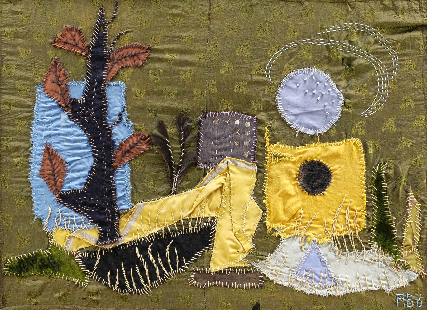 Agathe Böttcher, Landschaft auf grünem Grund, 1975-1980