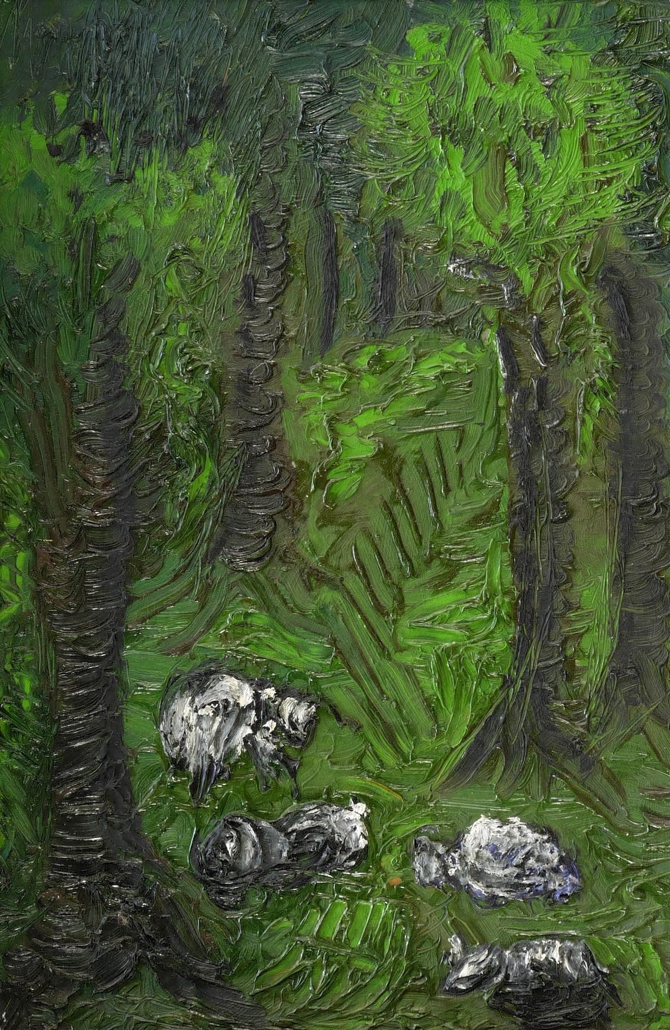 Agathe Böttcher, Landschaft mit Schafen, 1974