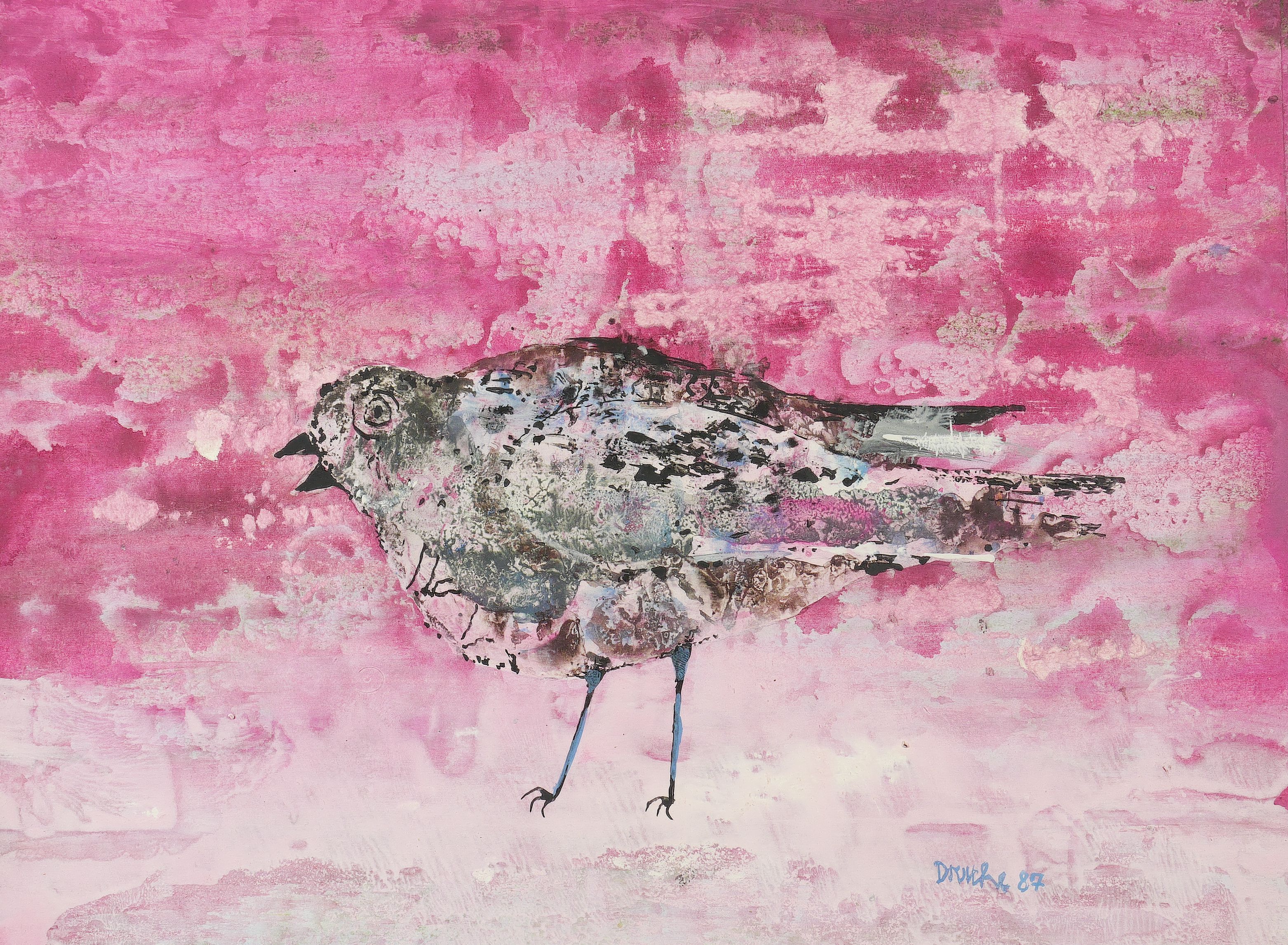 Vogel auf rosa Grund