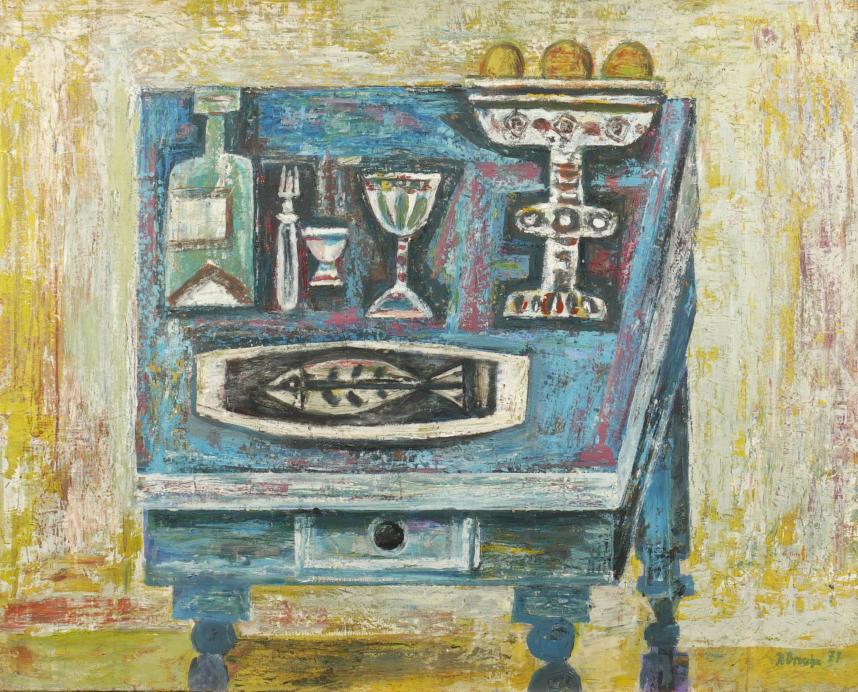 Heinz Drache – „Stilleben auf blauem Tisch“