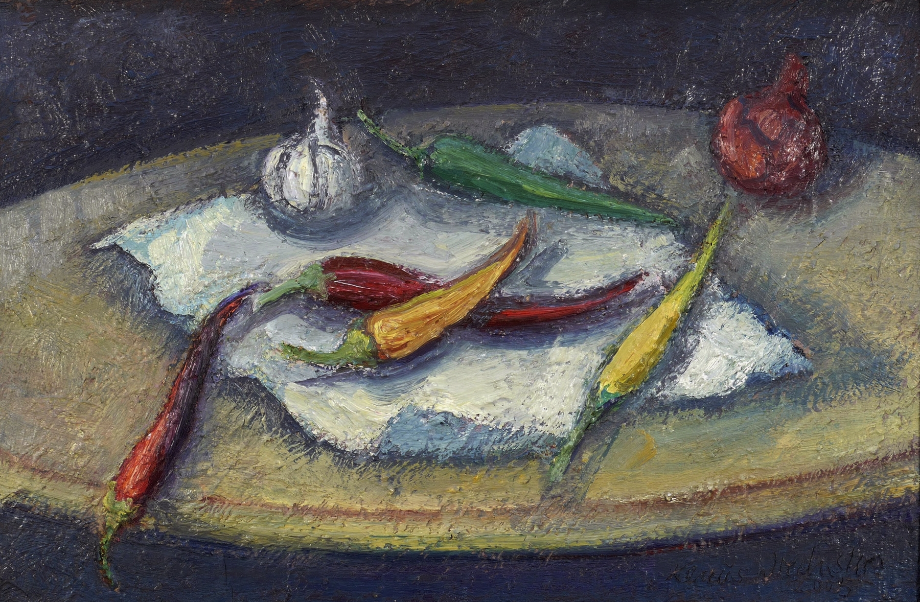 Peperoni, Knoblauch und Zwiebel