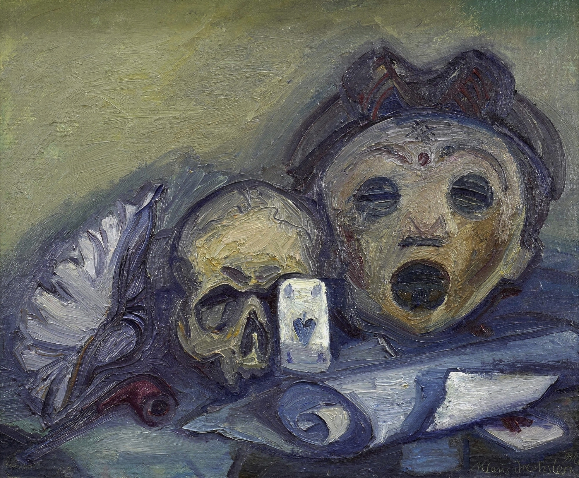 Vanitasstillleben mit Maske