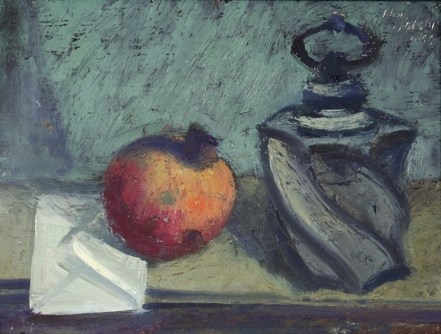 Granatapfel mit gedrehter Zinnflasche