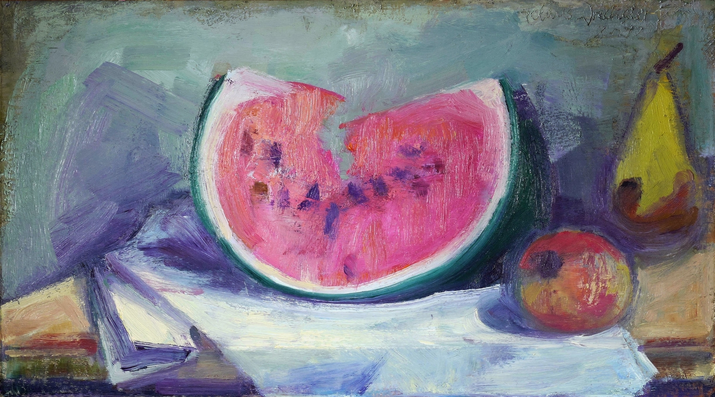 Stillleben mit Melonenstück