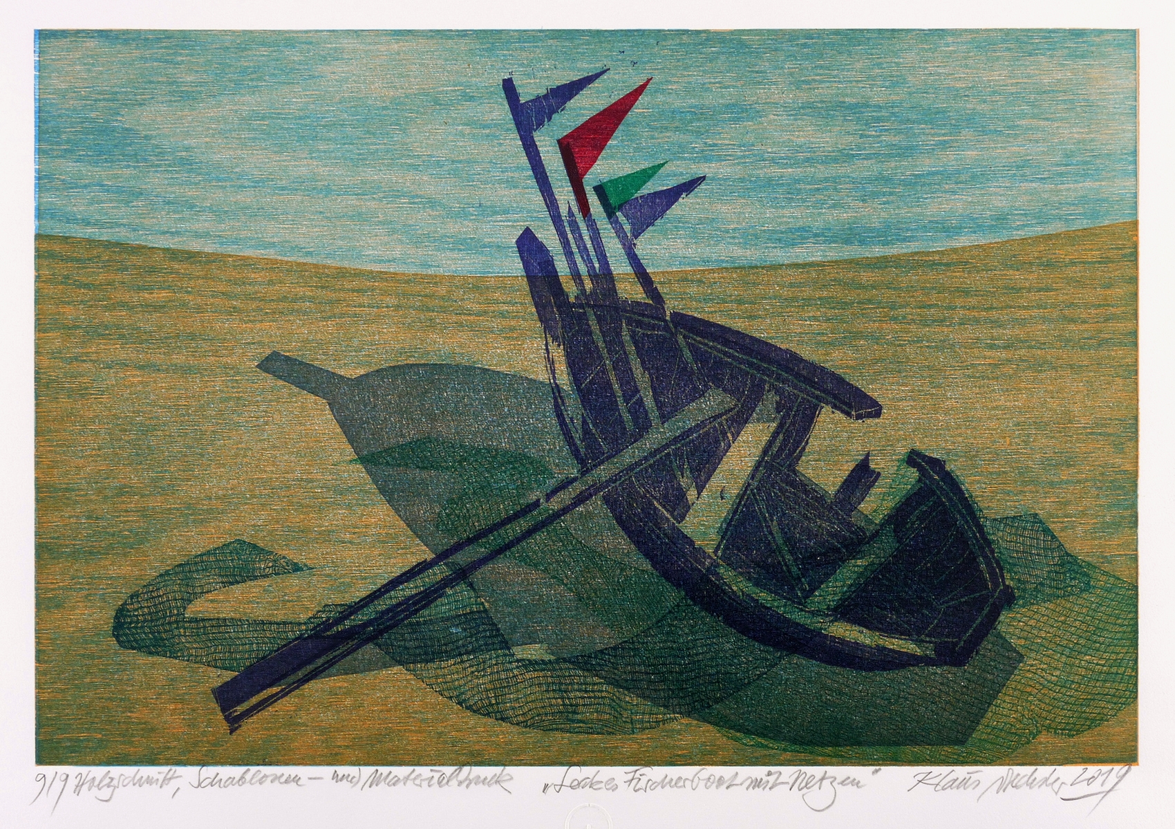 Klaus Drechsler – „Leckes Fischerboot mit Netzen“