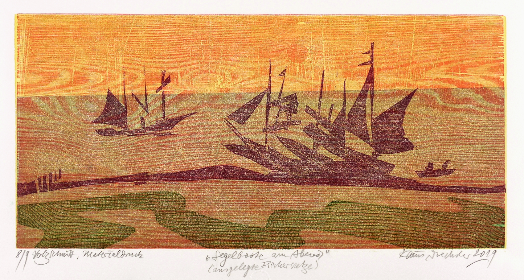 Klaus Drechsler – „Segelboote am Abend (ausgelegte Fischernetze)“