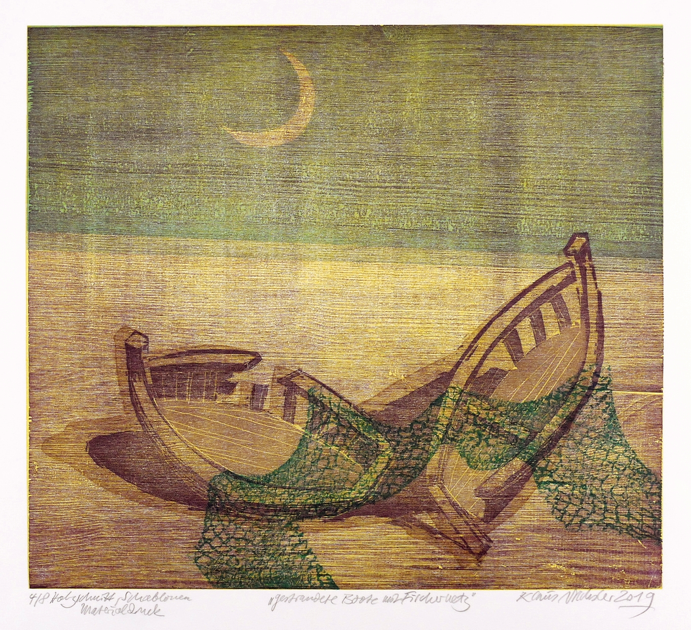 Klaus Drechsler – „Gestrandete Boote mit Fischernetz“