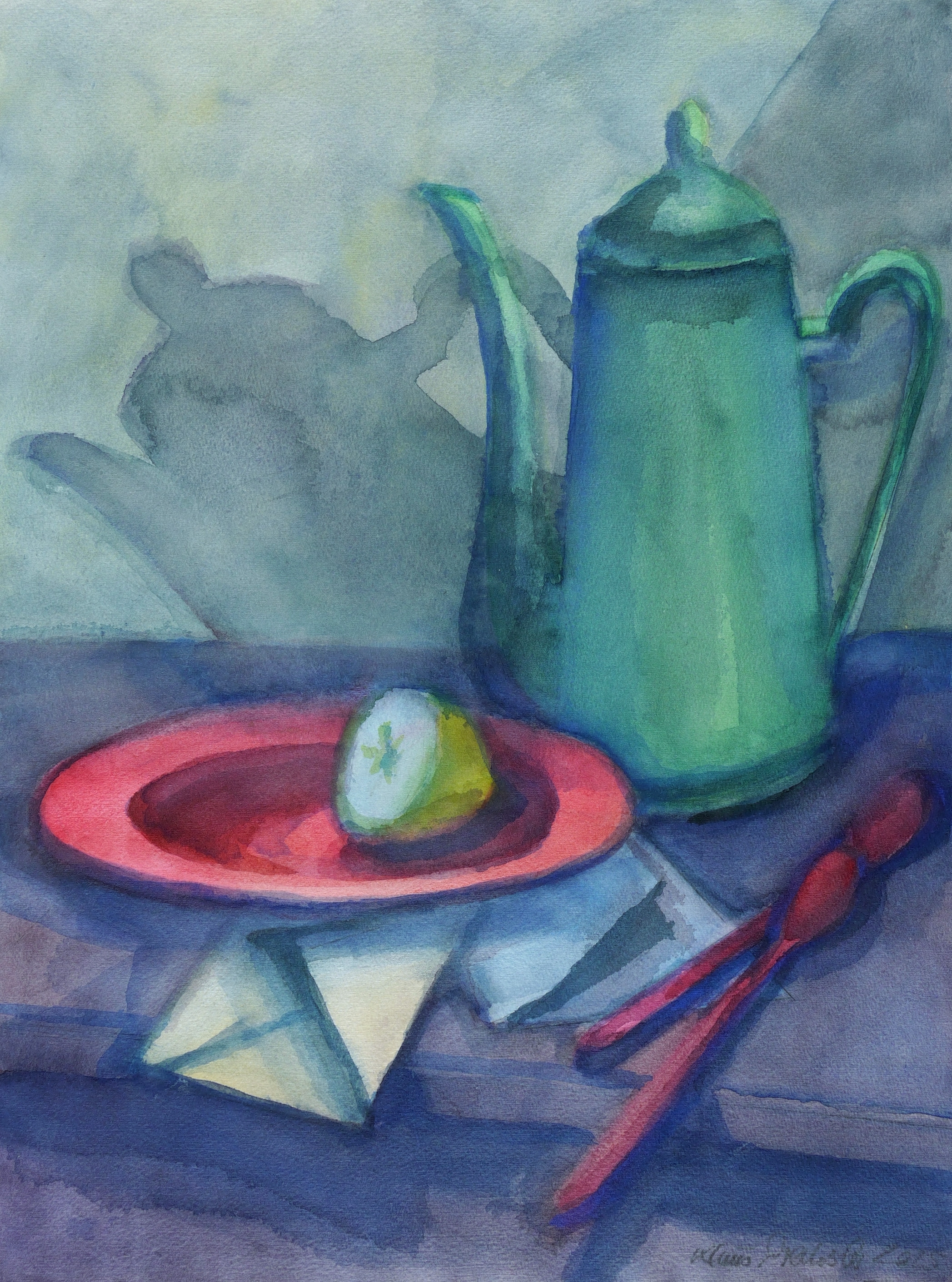 Grüne Kanne und Zitronenteller Grüne Kanne und Zitronenteller